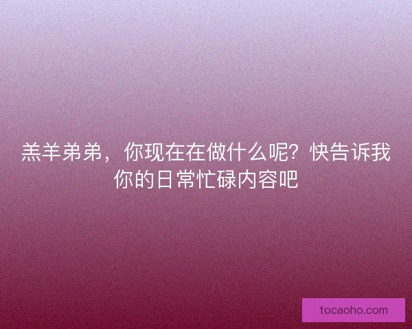 羔羊弟弟，你现在在做什么呢？快告诉我你的日常忙碌内容吧