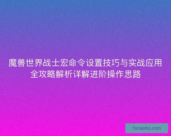 魔兽世界战士宏命令设置技巧与实战应用全攻略解析详解进阶操作思路