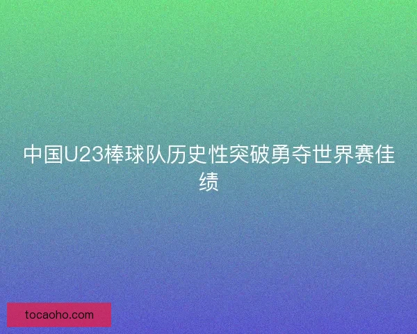中国U23棒球队历史性突破勇夺世界赛佳绩