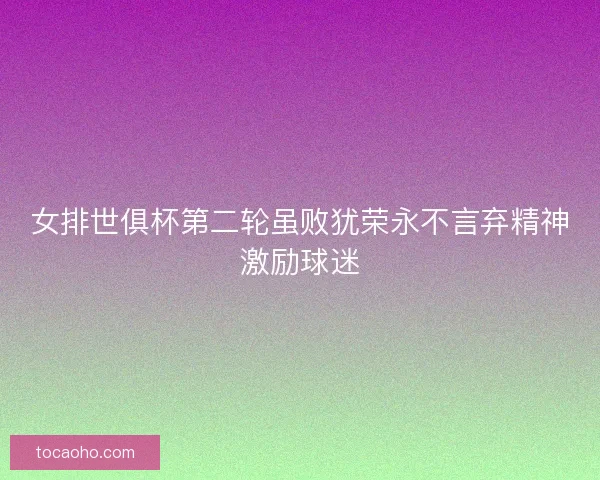 女排世俱杯第二轮虽败犹荣永不言弃精神激励球迷