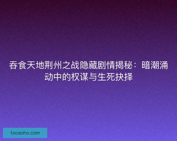吞食天地荆州之战隐藏剧情揭秘：暗潮涌动中的权谋与生死抉择
