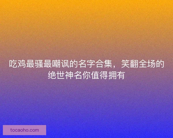吃鸡最骚最嘲讽的名字合集，笑翻全场的绝世神名你值得拥有